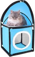 🐱 portable cat condo - corner two-tier cat house with plush hammock bed - breathable soft material for jumping, climbing, play, and sleep - ideal for travel - kitten approved kitty furniture logo