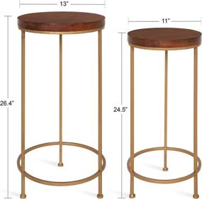 img 3 attached to 🌟 Enhance your space with the Kate and Laurel Espada Walnut Top Nesting Tables Set, featuring Gold Metal Bases