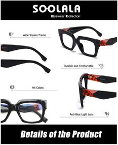 img 1 attached to 👓 Protect Your Eyes with SOOLALA Anti-Blue Blocker Light Square Reading Glasses Featuring Stylish Leopard Arms