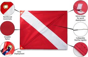 img 3 attached to 🌊 Dive Flag with Removable Stiffening Pole - 20” x 24” for Scuba Diving Spearfishing Freediving: Perfect for Floats, Buoys, Boats & Flagpoles - US Legal Size Diver Down Boat Flag