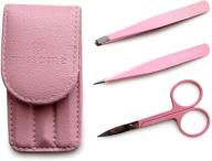 premium eyebrow tweezers set with precision pointed 💎 and slanted tips, curved brow scissors, pink travel case included logo