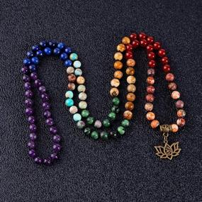 img 2 attached to 📿 Bivei Chakra 108 Mala Beads Bracelet - Genuine Healing Gemstone for Yoga and Meditation - Hand-Knotted Mala Prayer Bead Necklace