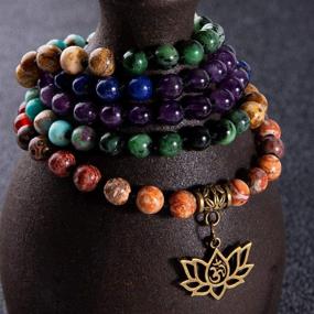 img 1 attached to 📿 Bivei Chakra 108 Mala Beads Bracelet - Genuine Healing Gemstone for Yoga and Meditation - Hand-Knotted Mala Prayer Bead Necklace