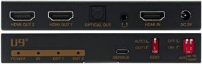 img 3 attached to U9 ViewHD UHD1X2SA HDMI Splitter with 4K to 1080P Down Scaler and Audio Extractor - 1x2 Out, HDMI 2.0, HDCP 2.2 - 4K60Hz HDR, Dolby Vision - Optical, 3.5mm, and HDMI Audio Output to HDMI AVR Receiver
