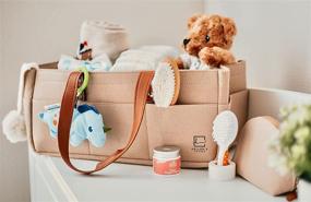 img 4 attached to 👶 Keller’s Corner Beige Baby Diaper Caddy Organizer: Portable Holder Bag for Changing Table, Car, and Nursery Storage | Large & Small Pouch | Newborn Essentials Must-Have!