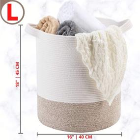 img 3 attached to 🧺 MINTWOOD Design Large Decorative Woven Cotton Rope Basket: 18 x 16 Inches Tall Laundry Hamper, Blanket Basket with Handles for Living Room, Storage Organizer for Toys, Throws, Pillows, and Towels