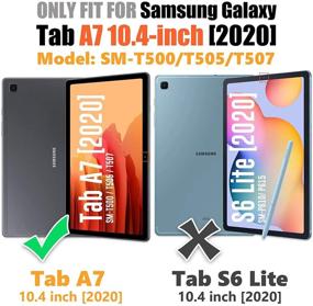 img 3 attached to Чехол Herize для Samsung Tab A7 SM-T500/T505/T507 с защитным стеклом, держателем для пера - ударопрочный чехол высокой надежности для 10,4-дюймового планшета с возможностью поворота на 360 градусов и ремешком на руку.