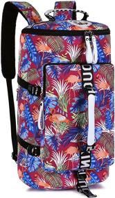 img 4 attached to 🎒 Versatile 40L Laptop Backpack & Waterproof Gym Duffle Bag Combo - Flamingo Red: Ideal for Men, Women, and Teens for Sport, Travel, Hiking, and School