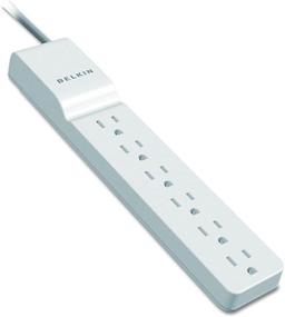 img 4 attached to 💡 Belkin Удлинитель с защитой от перенапряжения с 6 розетками и кабелем длиной 6 футов - идеальный выбор для дома, офиса и путешествий - белый (1080 Джоулей)