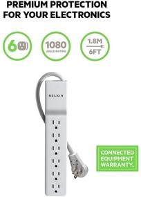 img 3 attached to 💡 Belkin Удлинитель с защитой от перенапряжения с 6 розетками и кабелем длиной 6 футов - идеальный выбор для дома, офиса и путешествий - белый (1080 Джоулей)