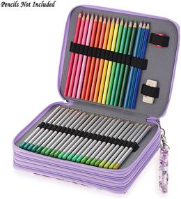 img 2 attached to 🌸 BTSKY Colored Pencil Case - 120 Slot Large Capacity Pen Bag with Handle Strap | Purple Flower Print Pencil Organizer