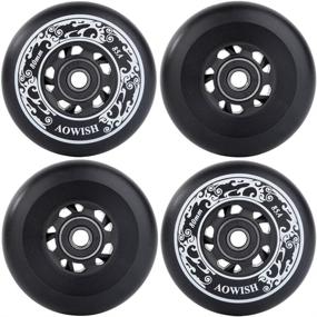 img 1 attached to 🛼 High-Quality AOWISH Inline Skate Wheels 85A Outdoor Asphalt Formula for Hockey Roller Blades - 8-Pack Replacement Wheel Set with ABEC-9 Bearings and Aluminum Spacers