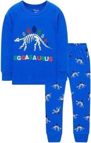 img 3 attached to 🦖 Dinosaur Skeleton Christmas Sleepwear for Boys - Festive Children's Clothing