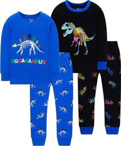 img 4 attached to 🦖 Dinosaur Skeleton Christmas Sleepwear for Boys - Festive Children's Clothing