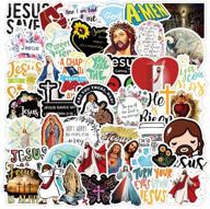 🙏 50 pcs jesus stickers - christian bible motivational waterproof vinyl decals for water bottles, laptop, car, luggage, cup, computer, mobile phone, skateboard - enhance your décor logo