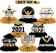 🎓 lingteer 2021 graduation party table decorations - set of 8 honeycomb centerpieces with graduation table sign logo
