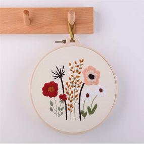 img 1 attached to 🌿 Complete Embroidery Starter Kit - Plant Pattern Cross Stitch Set with Stamped Embroidery Clothes, Bamboo Embroidery Hoop, Color Threads, and Tools