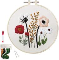 🌿 complete embroidery starter kit - plant pattern cross stitch set with stamped embroidery clothes, bamboo embroidery hoop, color threads, and tools logo