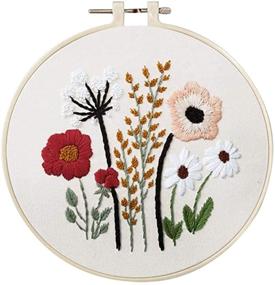 img 2 attached to 🌿 Complete Embroidery Starter Kit - Plant Pattern Cross Stitch Set with Stamped Embroidery Clothes, Bamboo Embroidery Hoop, Color Threads, and Tools