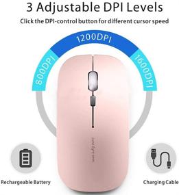 img 1 attached to 💻 Q5 Slim Rose Gold Wireless Mouse - Rechargeable, Silent & Portable: 2.4G Optical, USB Receiver, Type C Adapter - Compatible with PC, Laptop, Desktop