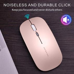 img 2 attached to 💻 Q5 Slim Rose Gold Wireless Mouse - Rechargeable, Silent & Portable: 2.4G Optical, USB Receiver, Type C Adapter - Compatible with PC, Laptop, Desktop