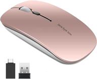 💻 q5 slim rose gold wireless mouse - rechargeable, silent & portable: 2.4g optical, usb receiver, type c adapter - compatible with pc, laptop, desktop logo