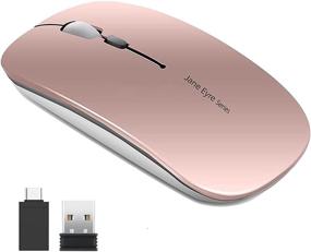 img 4 attached to 💻 Q5 Slim Rose Gold Wireless Mouse - Rechargeable, Silent & Portable: 2.4G Optical, USB Receiver, Type C Adapter - Compatible with PC, Laptop, Desktop