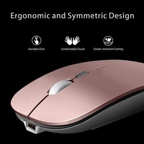 img 3 attached to 💻 Q5 Slim Rose Gold Wireless Mouse - Rechargeable, Silent & Portable: 2.4G Optical, USB Receiver, Type C Adapter - Compatible with PC, Laptop, Desktop