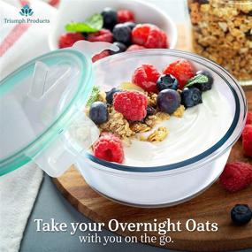 img 3 attached to 🥣 Convenient 2-Piece Set: Overnight Oats Container Jar - 18.5 oz Glass with Lids