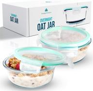 🥣 convenient 2-piece set: overnight oats container jar - 18.5 oz glass with lids логотип