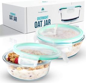 img 4 attached to 🥣 Convenient 2-Piece Set: Overnight Oats Container Jar - 18.5 oz Glass with Lids