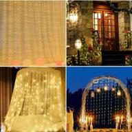 🎉 string lights curtain lights - usb powered led lights for christmas, bedroom, party, wedding & valentine's day decoration - 8 modes - warm white - 7.8ft x 5.9ft логотип