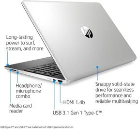 img 2 attached to 💻 Ноутбук HP с сенсорным экраном 15 дюймов, процессор Intel Core i3-1005G1 десятого поколения, 4 ГБ ОЗУ, 128 ГБ SSD, Windows 10 Home в режиме S (15-dy1010nr, натуральное серебро): Высокая производительность вычислений у вас под рукой!