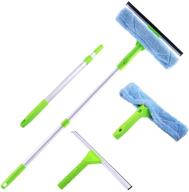 professional 3-in-1 window squeegee cleaner scrubber kit with microfiber brush, rubber scraper, and extension pole - ideal for glass, auto mirrors logo