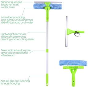 img 3 attached to Professional 3-in-1 Window Squeegee Cleaner Scrubber Kit with Microfiber Brush, Rubber Scraper, and Extension Pole - Ideal for Glass, Auto Mirrors