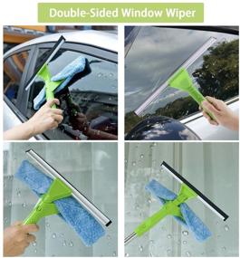 img 2 attached to Professional 3-in-1 Window Squeegee Cleaner Scrubber Kit with Microfiber Brush, Rubber Scraper, and Extension Pole - Ideal for Glass, Auto Mirrors