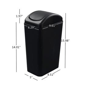 img 3 attached to 🗑️ Ucake 14L Swing Top Garbage Can, 3.5 Gallon Swing Lid Trash Bin, in Black