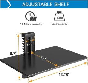 img 2 attached to 📺 PERLESMITH Floating Wall Mount Shelf - Single Floating DVD DVR Shelf – Strengthened Tempered Glass - Holds 16.5lbs - Ideal for PS4, Xbox One, TV Box and Cable Box (PSDSK1)