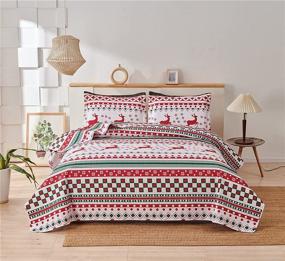 img 4 attached to Christmas Bedspread Lightweight Reversible Snowflake