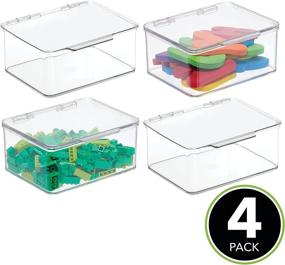 img 3 attached to 📦 mDesign Durable Plastic Storage Bin Stackable Organizer Tote w/Secure Lid - Ideal for Toy and Art Supply Organization - 4 Pack - Clear