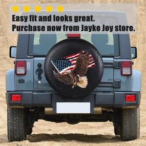 img 1 attached to Jayke Joy 15 Inch Spare Tire Cover with American Eagle USA Flag - Universal Fit for Jeep Trailer RV SUV Camper - Waterproof & Dust-Proof PVC Leather Wheel Cover