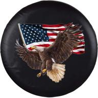 jayke joy 15 inch spare tire cover with american eagle usa flag - universal fit for jeep trailer rv suv camper - waterproof & dust-proof pvc leather wheel cover logo