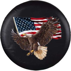 img 4 attached to Jayke Joy 15 Inch Spare Tire Cover with American Eagle USA Flag - Universal Fit for Jeep Trailer RV SUV Camper - Waterproof & Dust-Proof PVC Leather Wheel Cover