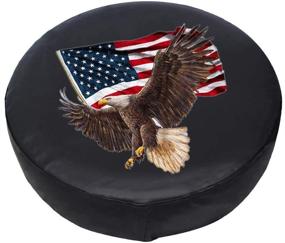 img 3 attached to Jayke Joy 15 Inch Spare Tire Cover with American Eagle USA Flag - Universal Fit for Jeep Trailer RV SUV Camper - Waterproof & Dust-Proof PVC Leather Wheel Cover