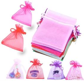 img 4 attached to 🎁 LYSXP 100 Pcs Organza Bags 3x4 Inches, Sheer Organza Gift Bags with Drawstring, Jewelry Favor Pouches for Christmas Candy Wedding Birthday Party (Mixed Color, 3x4 Inches)