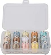 набор полиэстеровой вышивальной нити simthread с коробкой для хранения - 15 катушек для швейных и вышивальных машин (бледные оттенки) логотип