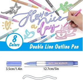 img 3 attached to 🎨 8 Colors Double Line Sel-Outline Metallic Marker Pens for Art, Drawing, Card Making, Easter Egg - Outline Marker Pens