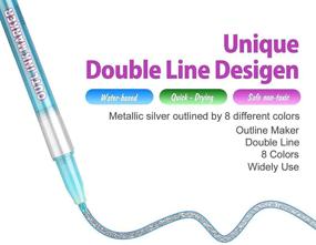 img 2 attached to 🎨 8 Colors Double Line Sel-Outline Metallic Marker Pens for Art, Drawing, Card Making, Easter Egg - Outline Marker Pens
