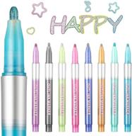 🎨 8 colors double line sel-outline metallic marker pens for art, drawing, card making, easter egg - outline marker pens logo