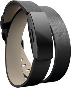 img 3 attached to 📟 Fitbit Inspire HR & Inspire Accessory Band: Horween Leather Double Wrap, Official Fitbit - Black, One Size